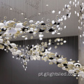 Luminária pendente de cristal LED de luxo decorada em hotel